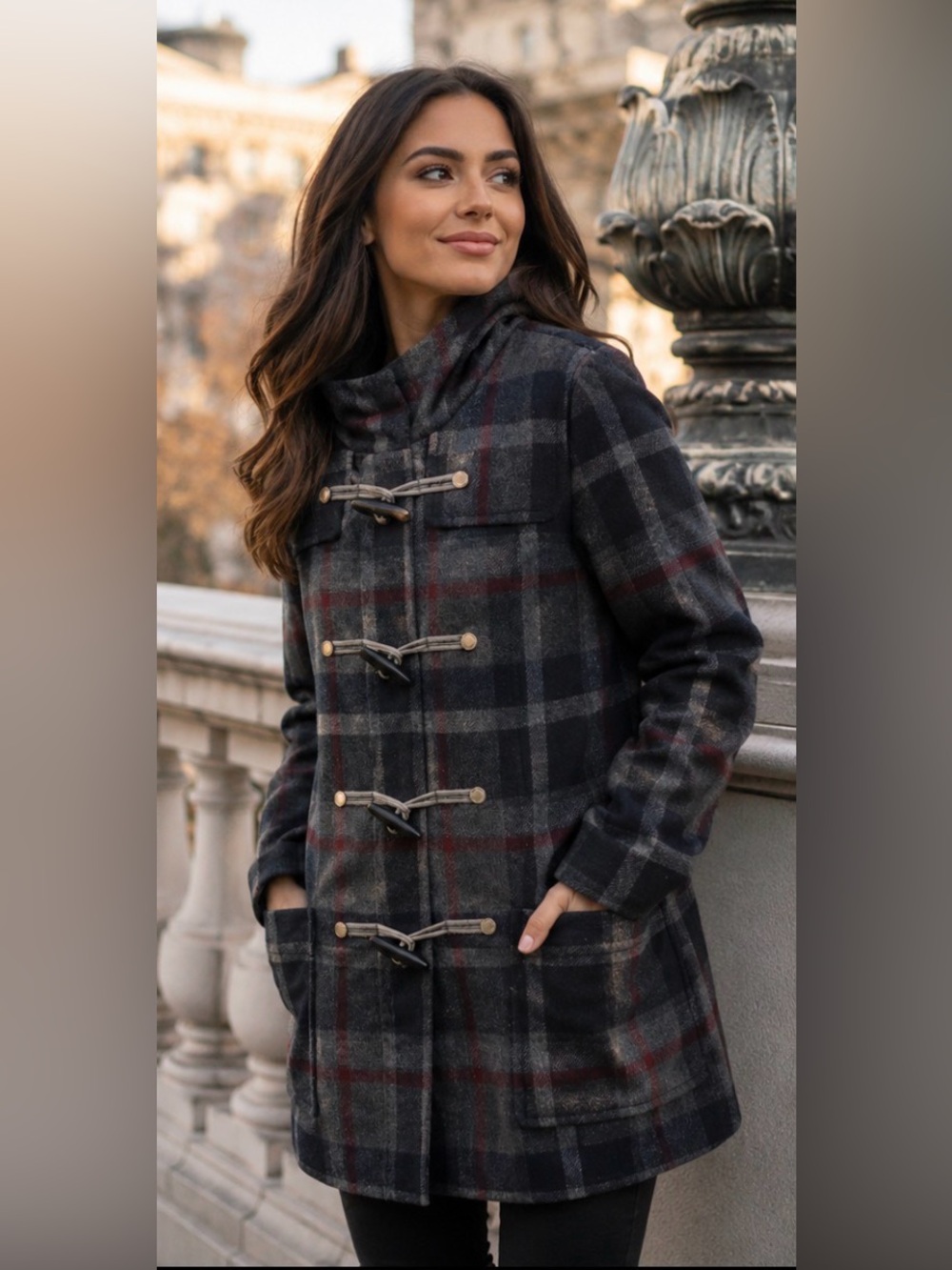 Liz Claiborne Wool Blend Y2K Gray Pattern Peacoat Womens Size XL